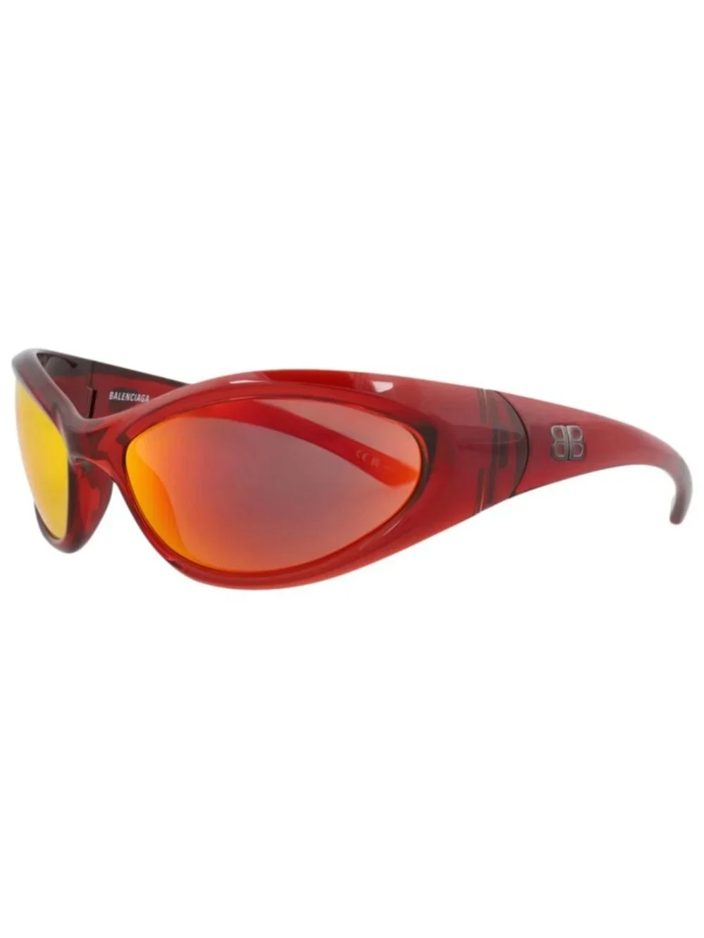 New Balenciaga Women's Sunglasses Shield Wrap Bio Injection Frame Unisex Red Red